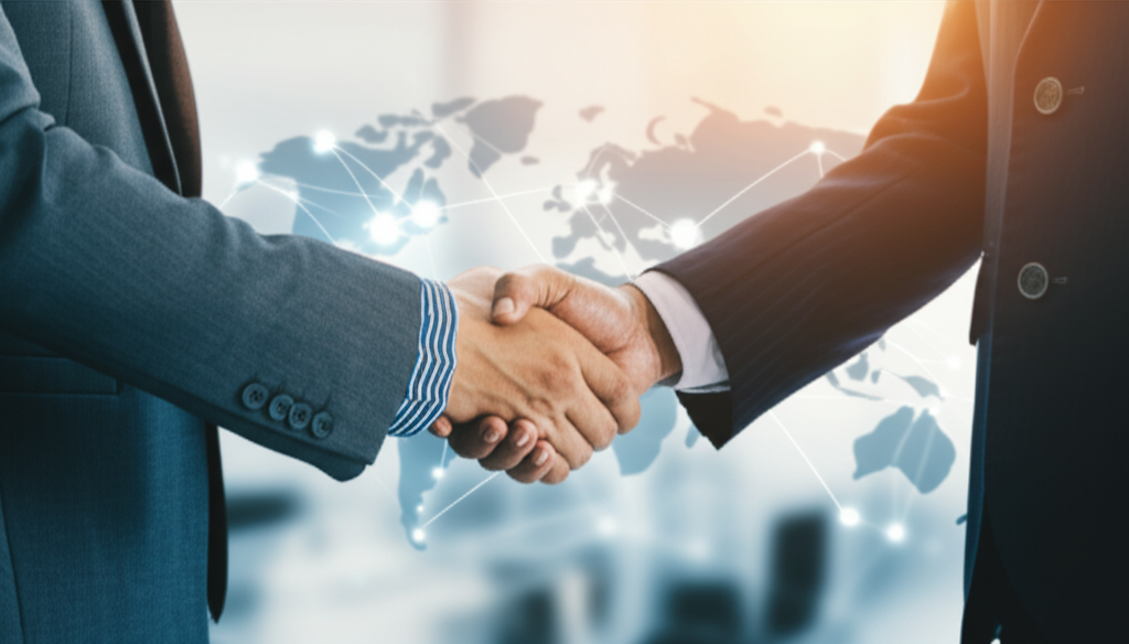 International business partners shaking hands